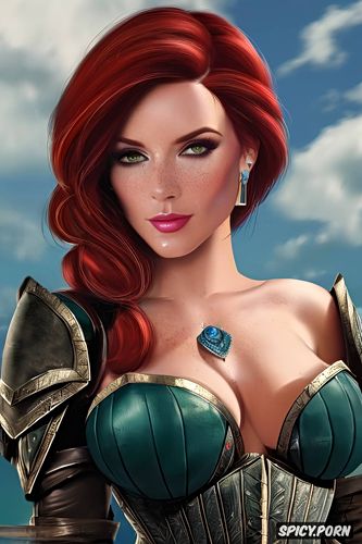 triss merigold the witcher tight leather armor portrait beautiful face milf bimbo masterpiece