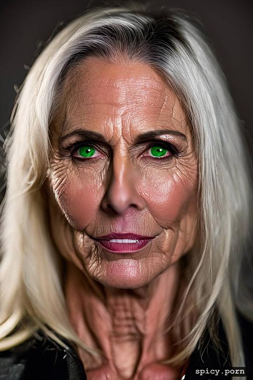 green eyes, natural tits, granny, white hair, gilf face generator
