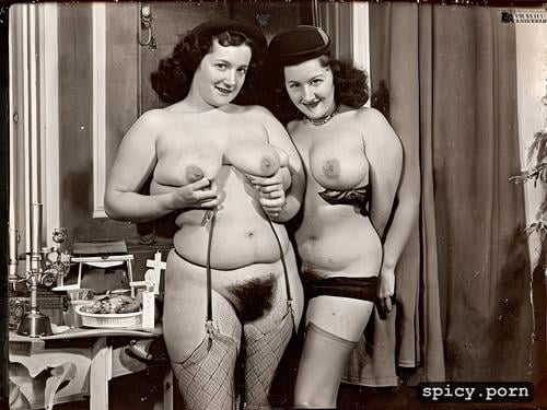 hairy pussy, bbw, large areolas, 1940s, fat, huge breasts, showing breasts