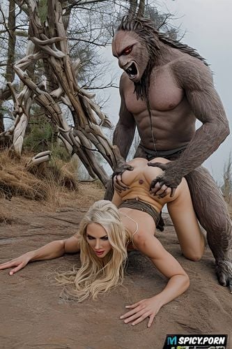 screams in acute vaginal pleasure, sasquatch fat dick fills her pussy