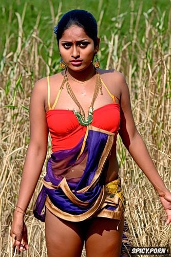 uhd, a naturally petite sexually seducing ordinarily typical gujarati rural uneducated farmworker woman beautiful photogenic face is ordered to shift her saree to reveal her open vagina anticipating for the farm owner to sexually pounce on her while she works