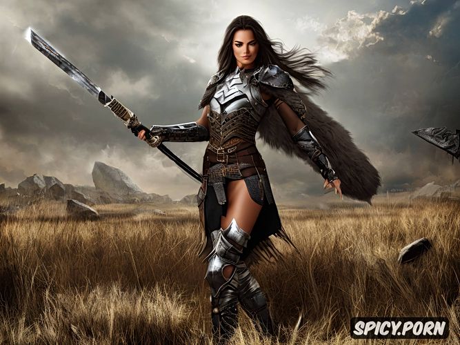 knee boots, high definition, leather armor, sword, beautiful face