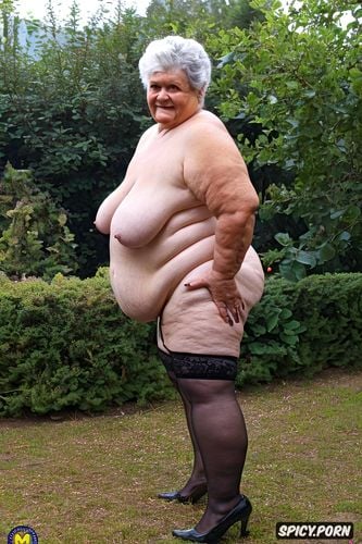 busty, 125 yo black, heels, standing, granny, elderly, no clothes cellulite ssbbw obese body belly clear high heels