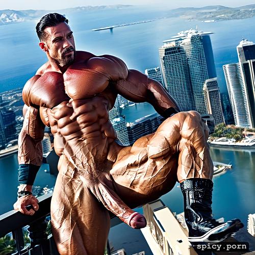shemale bodybuilder massive dick gigantic breas spread legs