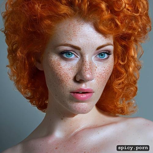 vivid, exposed nipples, ultra detailed, freckles, red hair, 8k