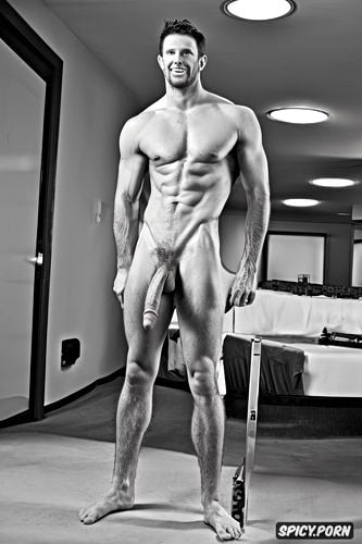 gay, white male, nude extra tall xxl big erect penis, full body