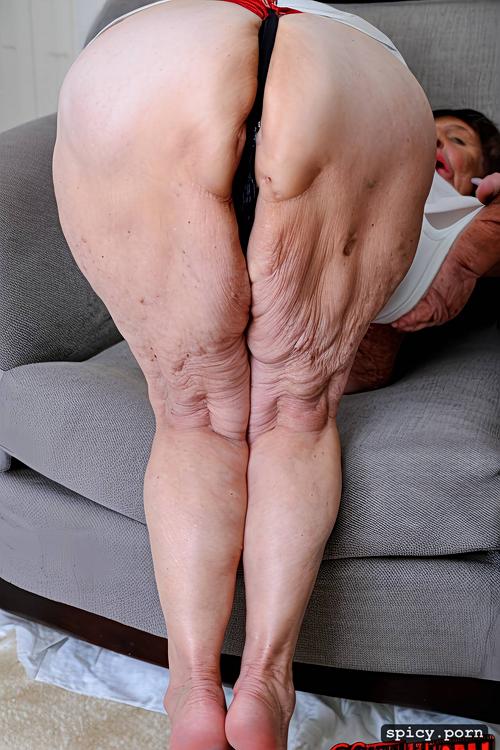 gaping, gigantic boobs, mature, detailed view, 95 years old