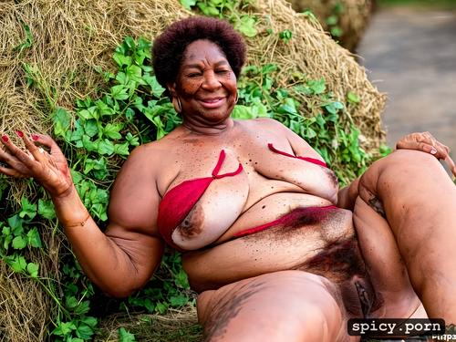 photo, ebony, hairy spread pussy, red nails, flabby loose thighs