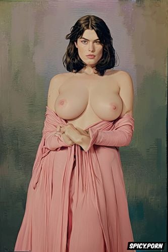 victorian gown, paul peter rubens oil painting, pink nipples