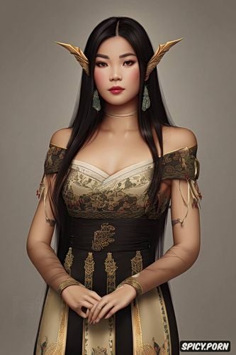 no make up, bethany hawke dragon age beautiful face asian skin long soft warm wavy black hair