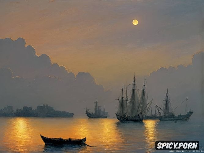 highly detailed, black sky, detailed, phosphoric light, oil painting aivazovsky style painting natural oil brush