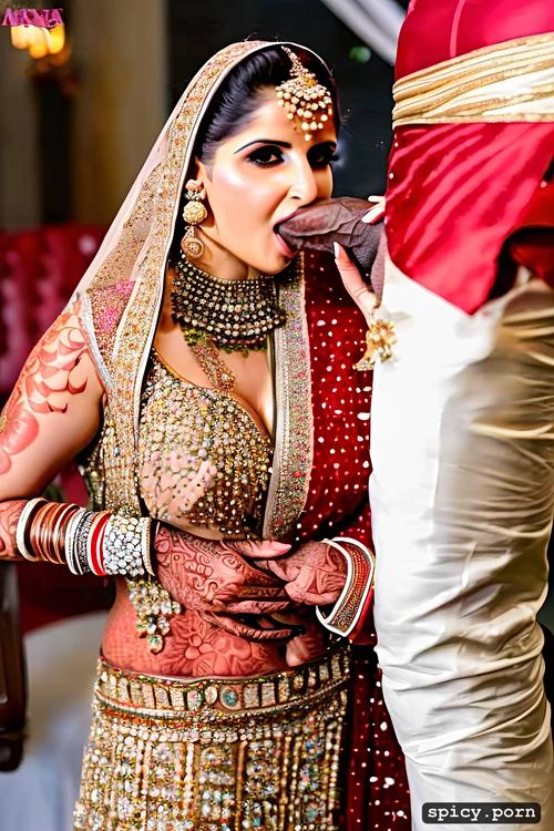 standing sania mirza zareen khan bride in public takes a huge black dick in the mouth and giving blowjob