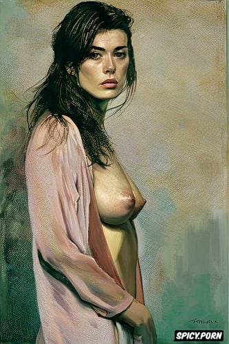 millie brady, portrait painting, fat hips, pink nipples, michelle yeoh