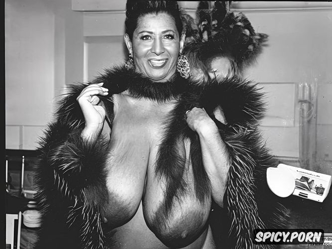 huge breasts prostitute fifty, beautiful mature woman with huge saggy breasts wearing oversized fur coat