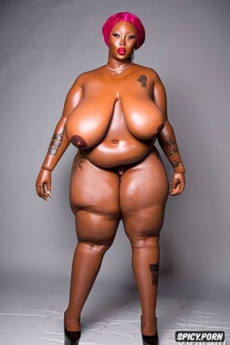 huge round hhh tits, small waist, nude oiled african silicone tpe sexdoll realdoll
