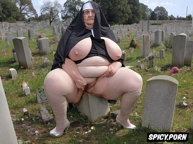 showing huge tits, nun dressed, spreading legs, k hq hdr uhd high resolution of a very old granny