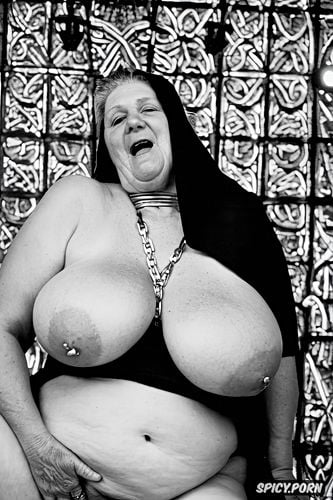 obese, fat, bound, flirty, cathedral, gray pussy, nude, ultra detailed