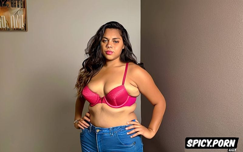 huge boobs, mexican teen, huge breasts, aztec nose, fully clothed in jeans and bra