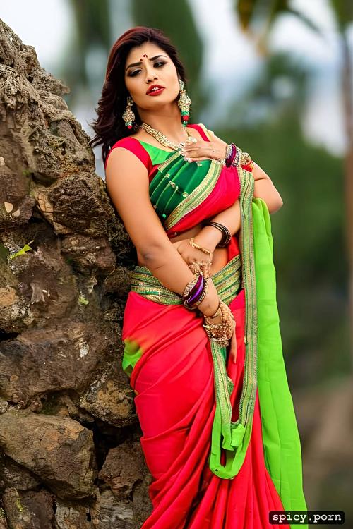style photo, woman huge penis in saree got hard
