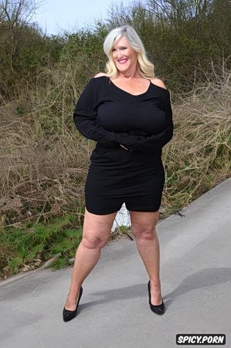 thick thighs, looking at viewer, gorgeous thick gilf, big tits