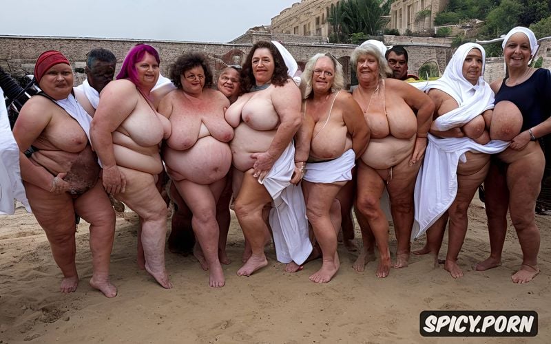 photo, naked arabic obese grannies, wide hips, detailed colours