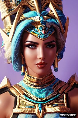 mercy overwatch female pharaoh ancient egypt pharoah crown royal robes beautiful face portrait muscles