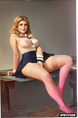 paul peter rubens oil painting, knee high socks, flat chest