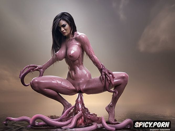 pussy squirt, helpless, high heels, realistic, alien, anatomically perfect woman