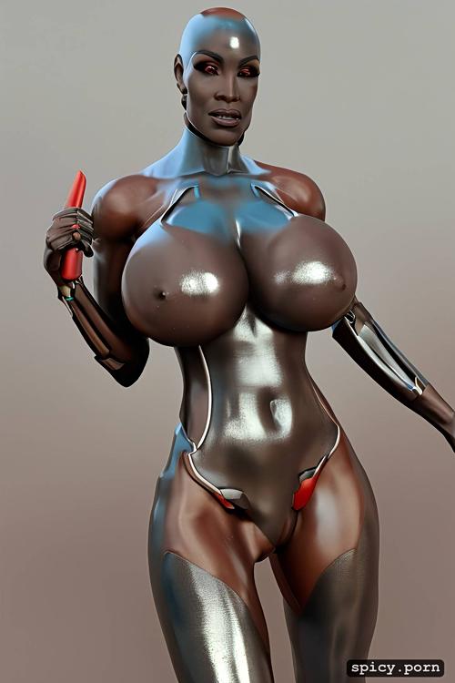 latex, extra nude cyborg, masterpiece, small boobs, realistic