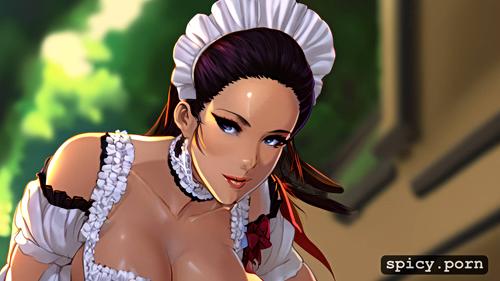 wearing maid outfit, masterpiece, columbian maid, realistic
