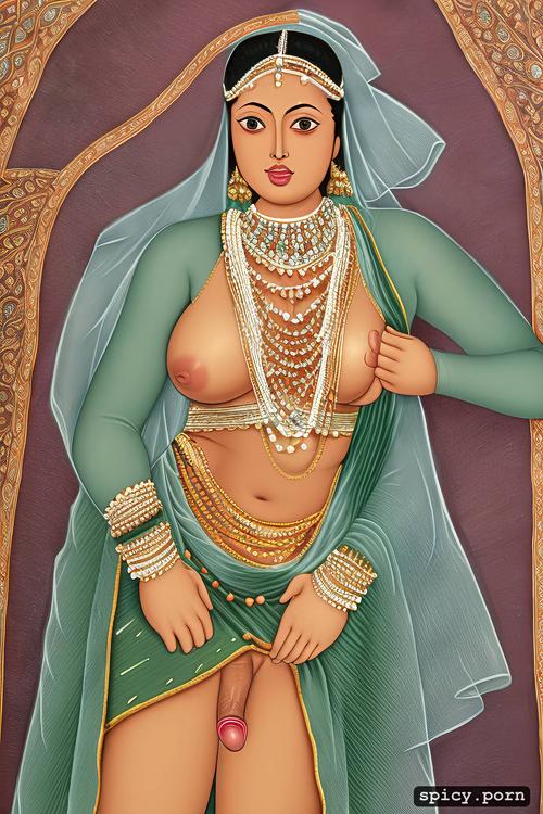 rajasthani miniature paintings, exposed naked huge breasts, fatehpur sipri