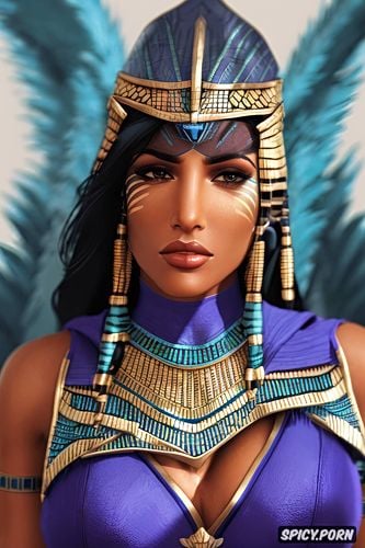 pharah overwatch female pharaoh ancient egypt pharoah crown royal robes beautiful face portrait muscles