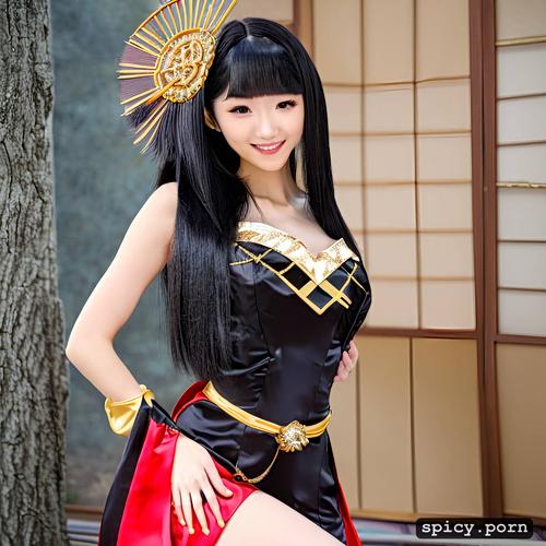 bangs, japanese, petite, smile, princess costume, realistic