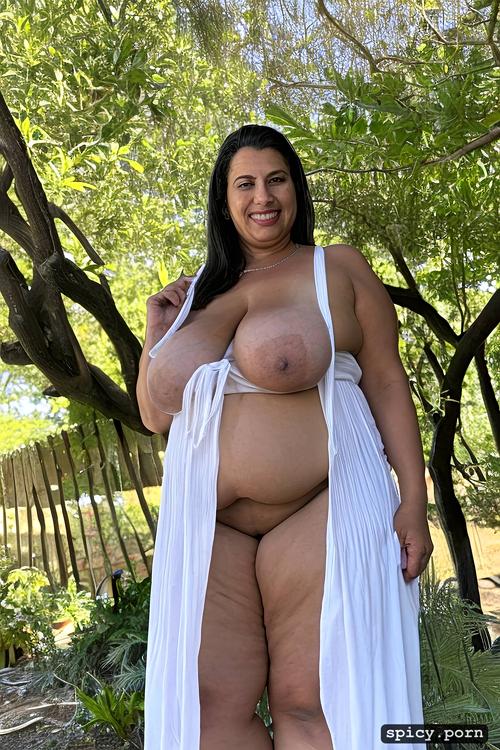 nude, largest boobs ever, 47 yo, full front view, humongous hanging hooters