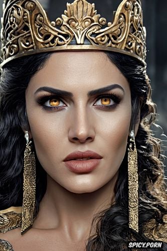 ultra realistic, olive skin, large dark brown eyes, game of thrones