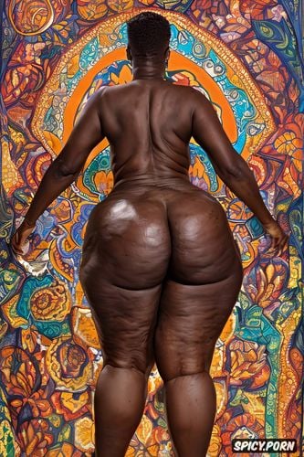vivid colors, intricate, african granny, centered, naked, hyperrealistic
