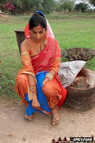 an alluring typical gujarati village bhabhi, in villager clothing