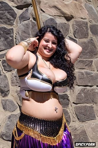 at a dance festival, gorgeous1 65 curvy bellydancer, large saggy tits