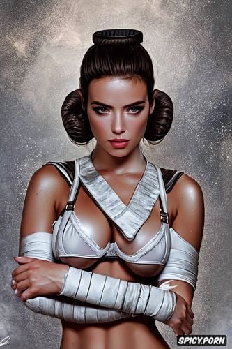 ultra detailed, k shot on canon dslr, masterpiece, rey skywalker star wars the force awakens beautiful face slutty lingerie