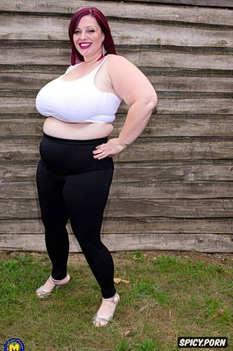 thick thighs, big ass, crop top shirt, obese, yoga pants, ssbbw