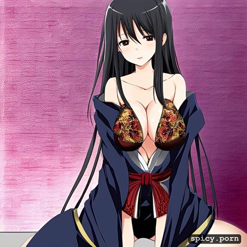 anime style, full body, japanese, little breasts, cleavage, pussy