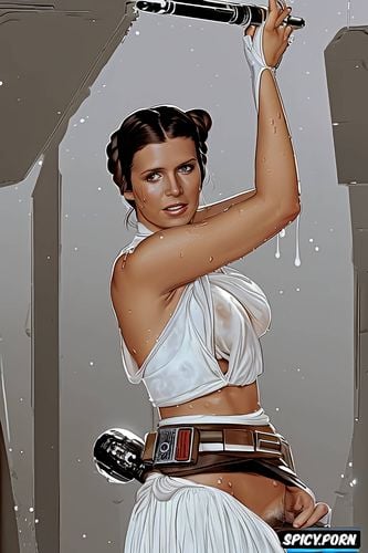 starship, tight white skirt, leia organa, wet pussy, star wars