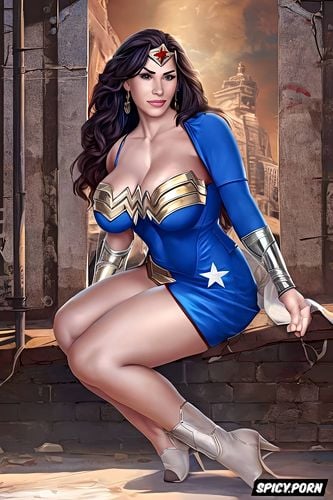 warrior princess, wonderwoman, america stars, dilapidated room