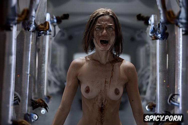 gets fucked in the ass, scary alien, tiny titts and boady, she screams extremely
