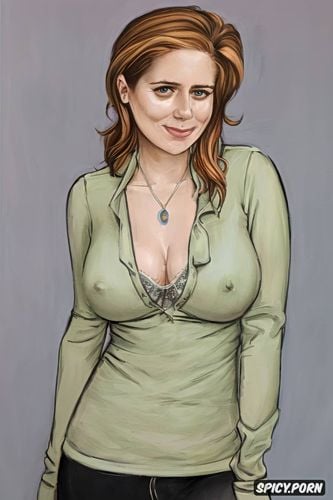 pam beesly, michael scott, flaccid, detailed penis, sharp details