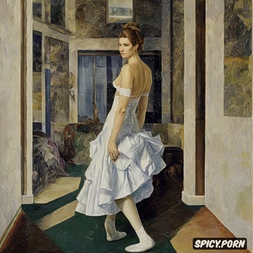 white sneakers, john singer sargeant oil painting, white nylon stockings