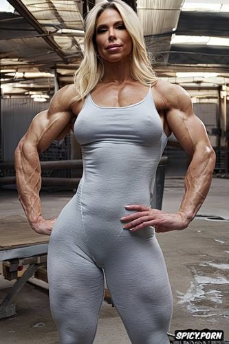 zero bodyfat, very defined muscles, female bodybuilder, blonde