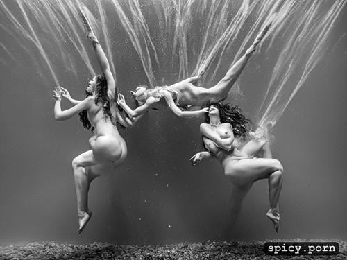deep underwater scene, subaquatic photography, a dark underwater scene