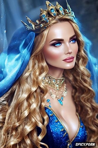 blue eyes, diadem, flowing royal gown, masterpiece, dragon age