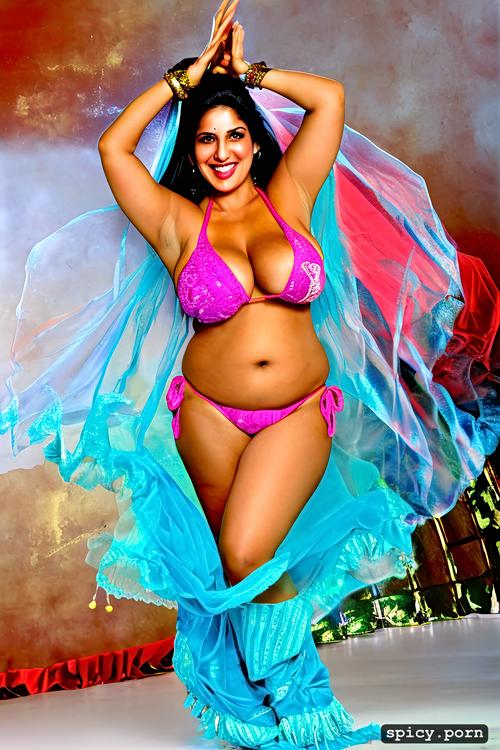 performing on stage, 38 yo beautiful indian dancer, anatomically correct curvy body